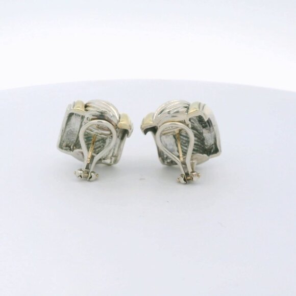 David Yurman Two Tone 925/14k Cable Hoop Earrings - Picture 3 of 4